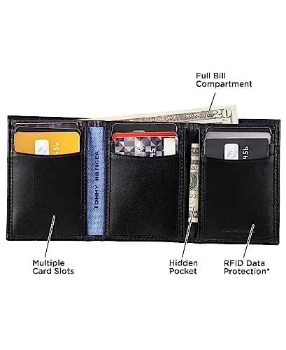 Tommy Hilfiger Men's Leather Trifold Wallet Oxford Black | Genuine Leather, 9+ Card Slots thumbnail 6
