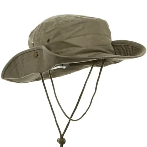 Mega Cap Khaki Aussie Fishing Hat Medium | Wide Brim with Chin Cord & Side Snaps thumbnail 1