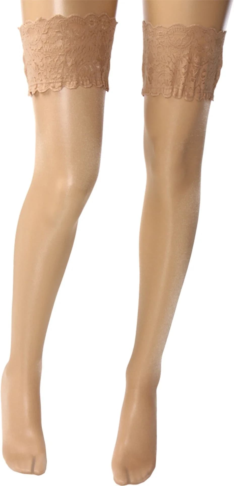 Wolford Satin Touch 20 Stay-Up Thigh Highs | Feminine Sheer Hosiery with Floral Lace (X-Small, Gobi) — Cosmetic