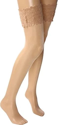 Wolford Satin Touch 20 Stay-Up Thigh Highs | Feminine Sheer Hosiery with Floral Lace (X-Small) thumbnail 2