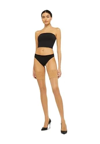 Wolford Satin Touch 20 Stay-Up Thigh Highs | Feminine Sheer Hosiery with Floral Lace (X-Small, Gobi) thumbnail 5
