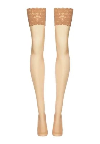 Wolford Satin Touch 20 Stay-Up Thigh Highs | Feminine Sheer Hosiery with Floral Lace (X-Small, Gobi) thumbnail 4