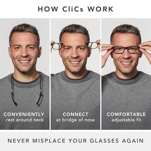 Clic Original Long Magnetic Reading Glasses M-L Tortoise 1.75 Diopters | Front Connect Neck-Hanging Eyewear thumbnail 2