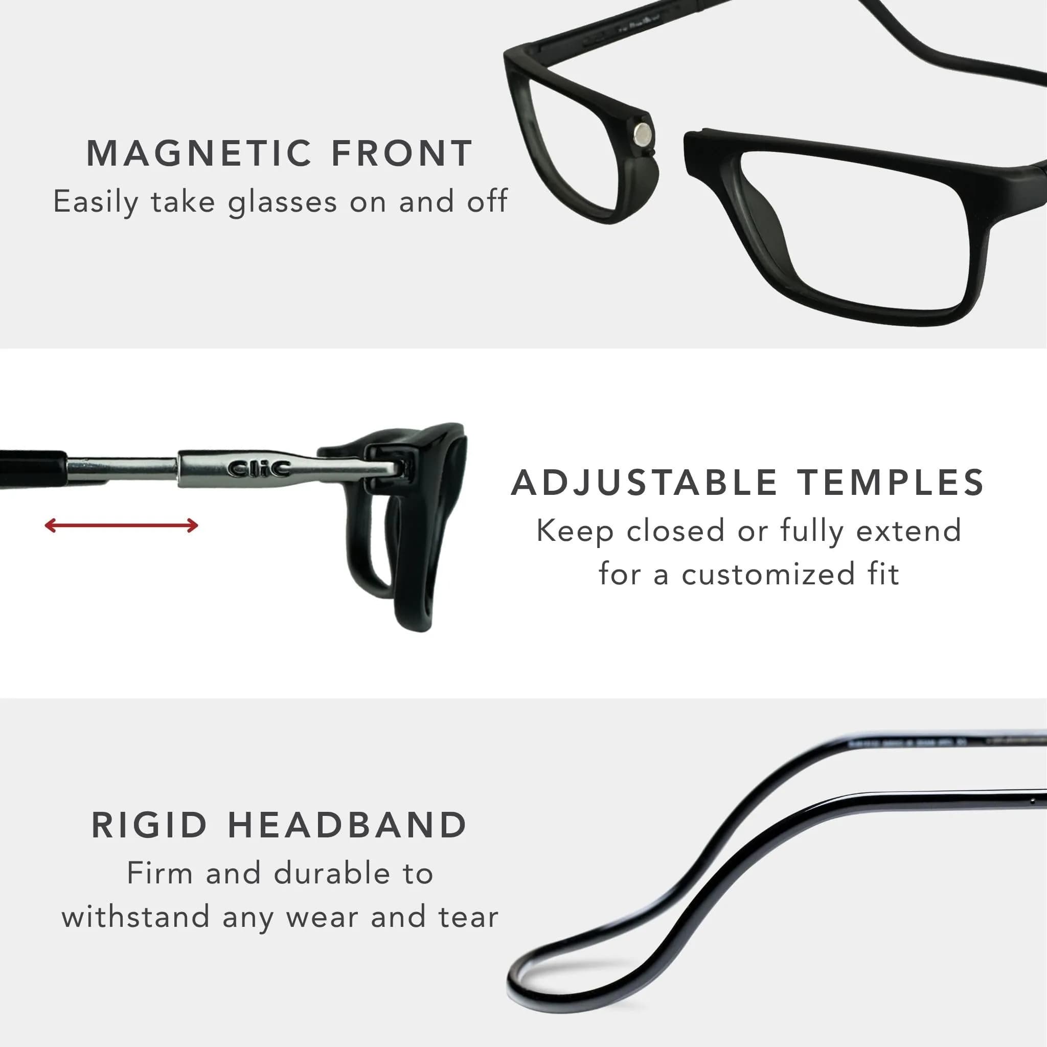 Clic Magnetic Reading Glasses Original Long M-L Tortoise 203mm (8 inches) | Front Connect Design - view 6