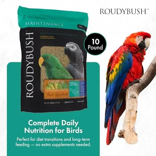 RoudyBush Daily Maintenance Bird Food Small Pellets 4.54 kg (10 lb) | Scientifically Formulated for Pet Birds thumbnail 2