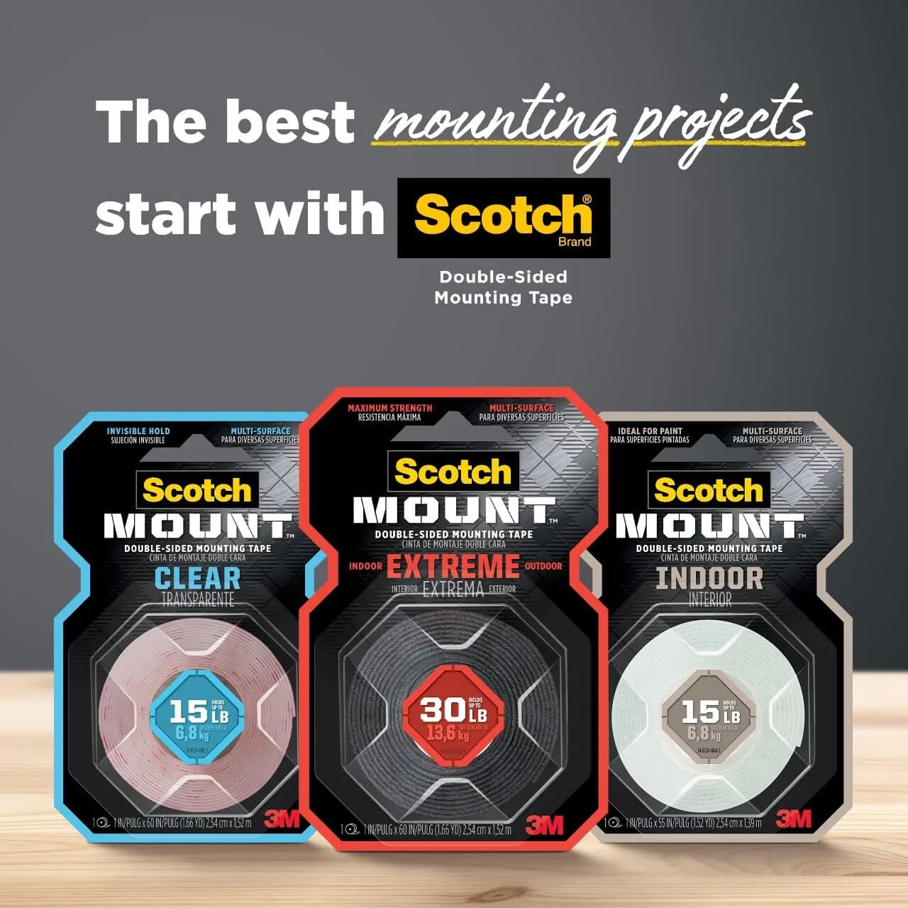Scotch-Mount White Double-Sided Mounting Tape 1 in x 125 in (25.4 mm x 3.175 m) | Holds Up to 15 lb - view 9