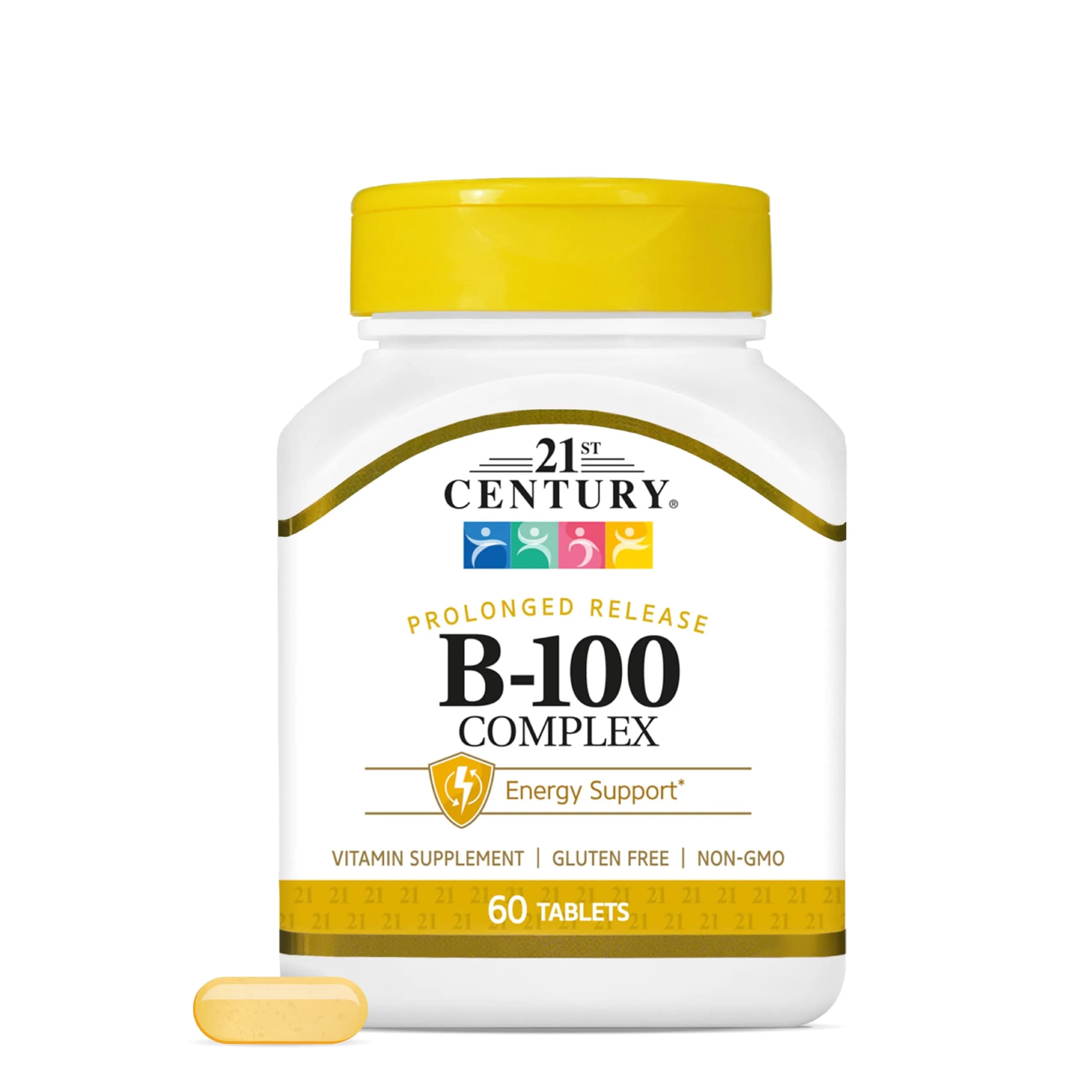 21st Century B-100 Complex Prolonged Release Tablets, Energy, 60 Count | Supports Energy & Nervous System