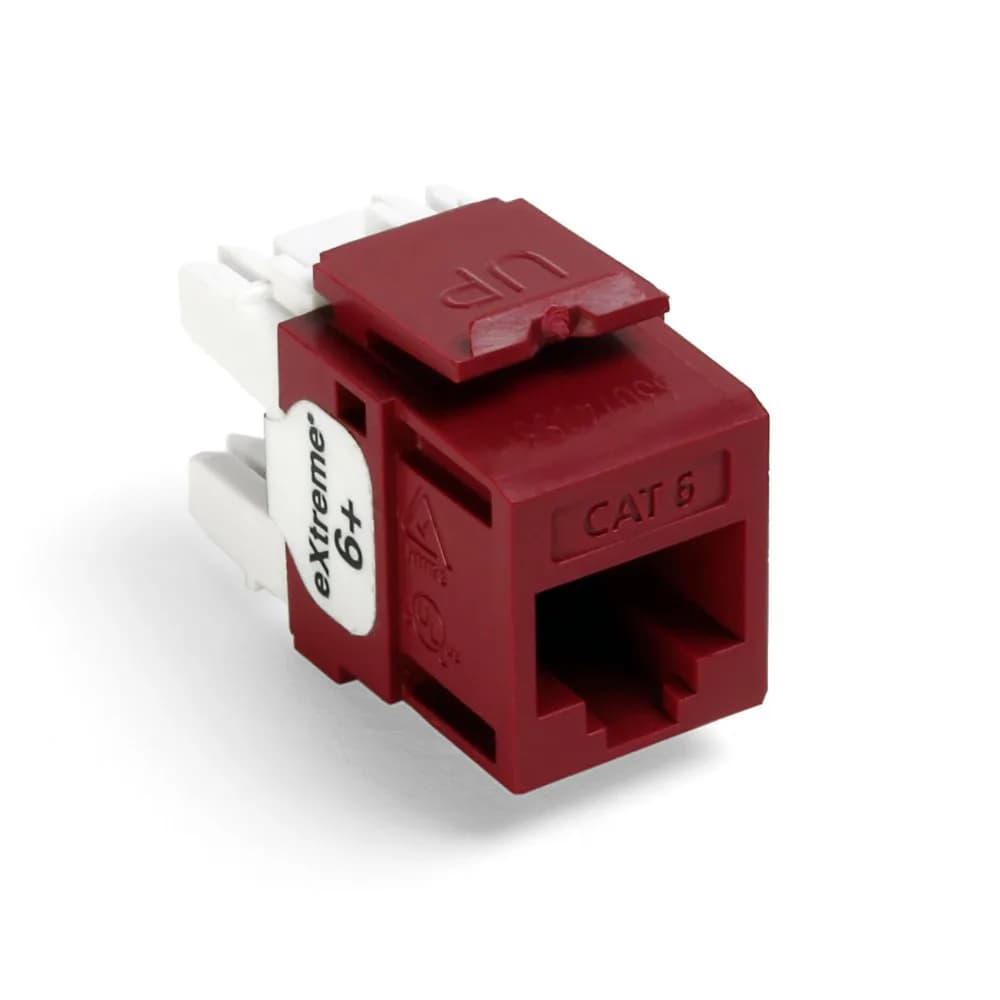 Leviton Extreme 6+ QuickPort Connector, CAT 6, 61110-RR6, Red | 1-Pack, 8-Position 8-Conductor - main product image
