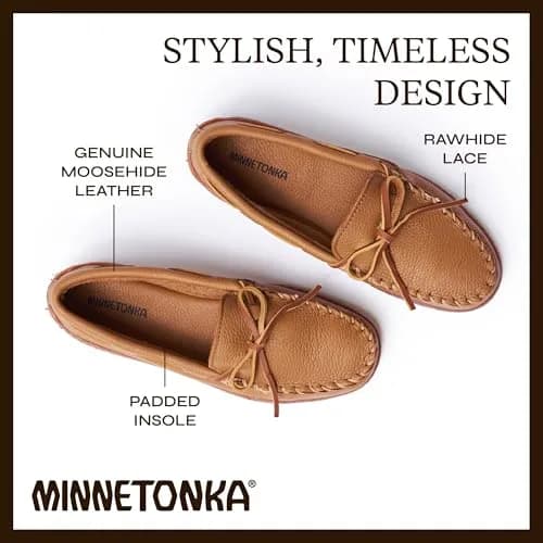 Minnetonka Men's Moosehide Classic Moccasin Natural 8 M US | Durable Leather Loafers for Men thumbnail 5