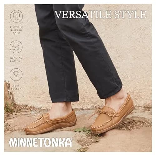Minnetonka Men's Moosehide Classic Moccasin Natural 8 M US | Durable Leather Loafers for Men thumbnail 6