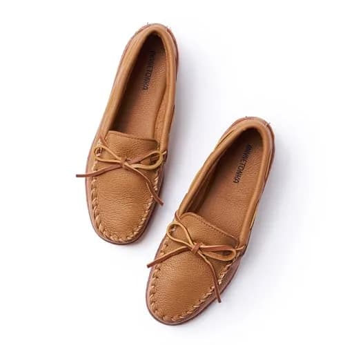 Minnetonka Men's Moosehide Classic Moccasin Natural 8 M US | Durable Leather Loafers for Men thumbnail 2