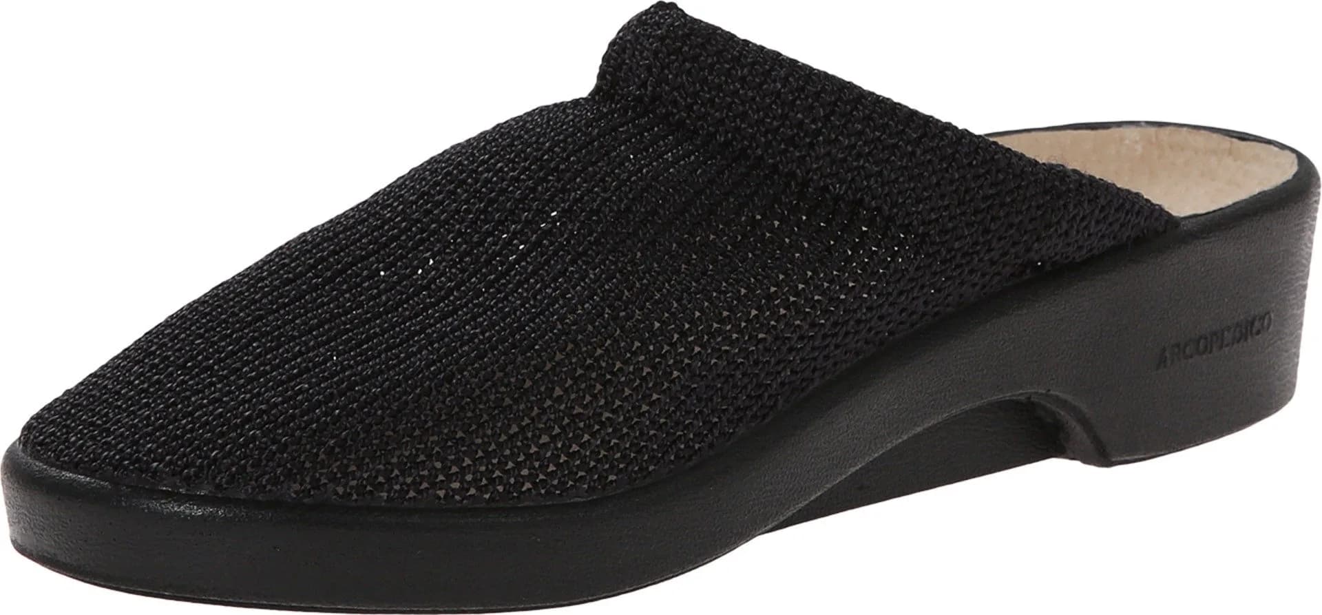 Arcopedico Women's Light Black Clog Shoe 6.5 M US | Signature Techno Elastic Knit Comfort