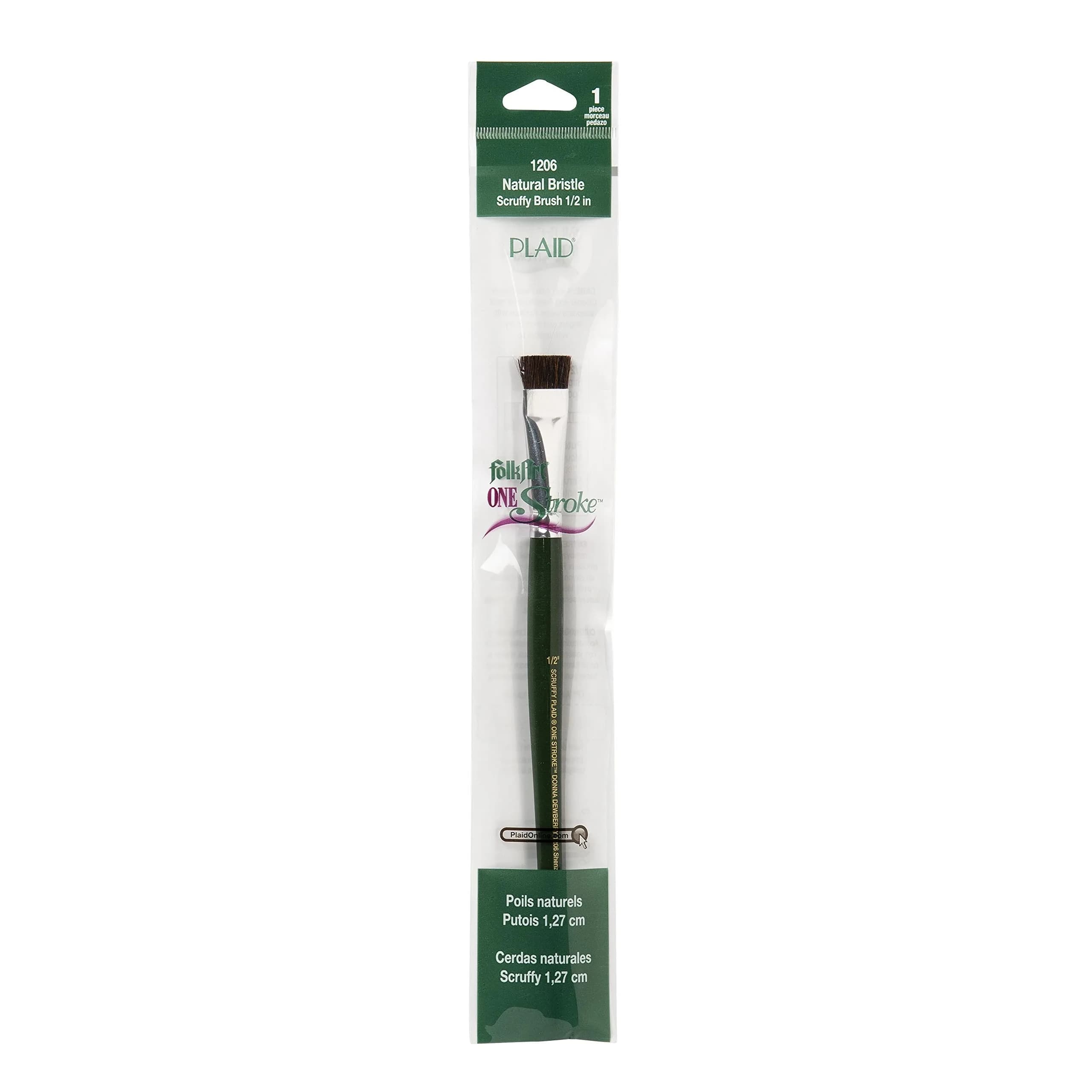 FolkArt Donna Dewberry 1/2 Inch Scruffy One-Stroke Brush | Natural Bristle for Texture & Shading - main product image
