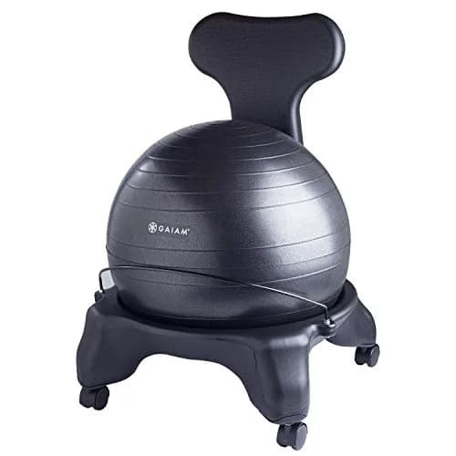 Gaiam Classic Balance Ball Chair with Stability Seat and Air Pump, 52cm Ball, Black | Ergonomic Active Sitting Solution thumbnail 1