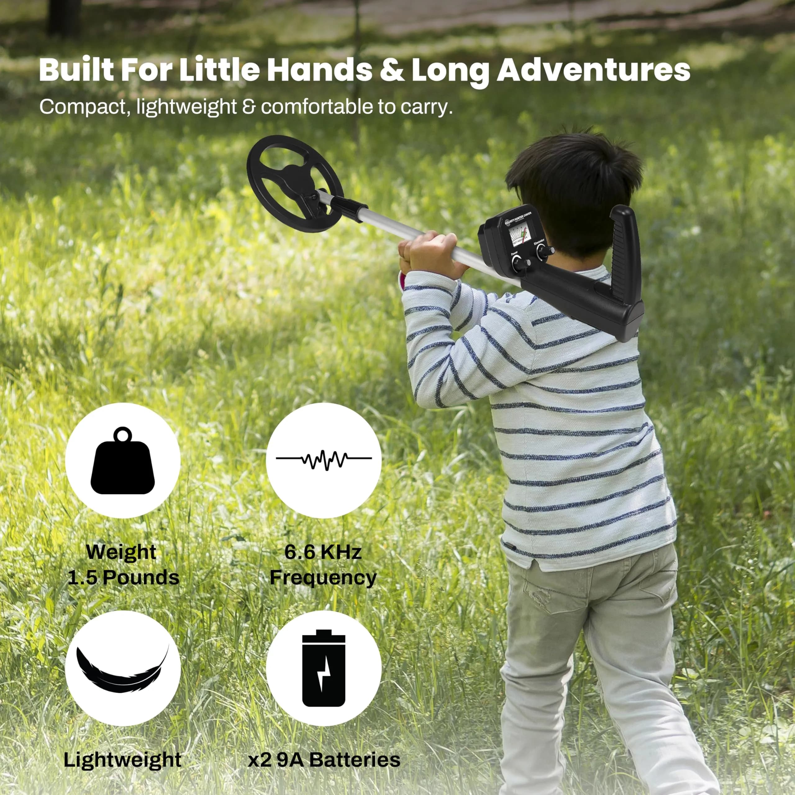 Bounty Hunter Junior Metal Detector for Kids | 15.2 cm (6") Coil, 22"-31.5" Adjustable Length - view 5