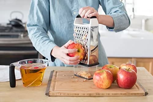 OXO Good Grips 4-Sided Box Grater with Container, Stainless Steel, Black | Grates Cheese & Vegetables thumbnail 6