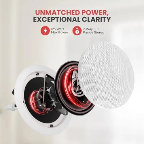 Pyle PDIC61RD 6.5-inch In-Wall/In-Ceiling Speakers - Pair of 2-Way 200W Peak Power | 70Hz-20kHz Frequency Response thumbnail 6