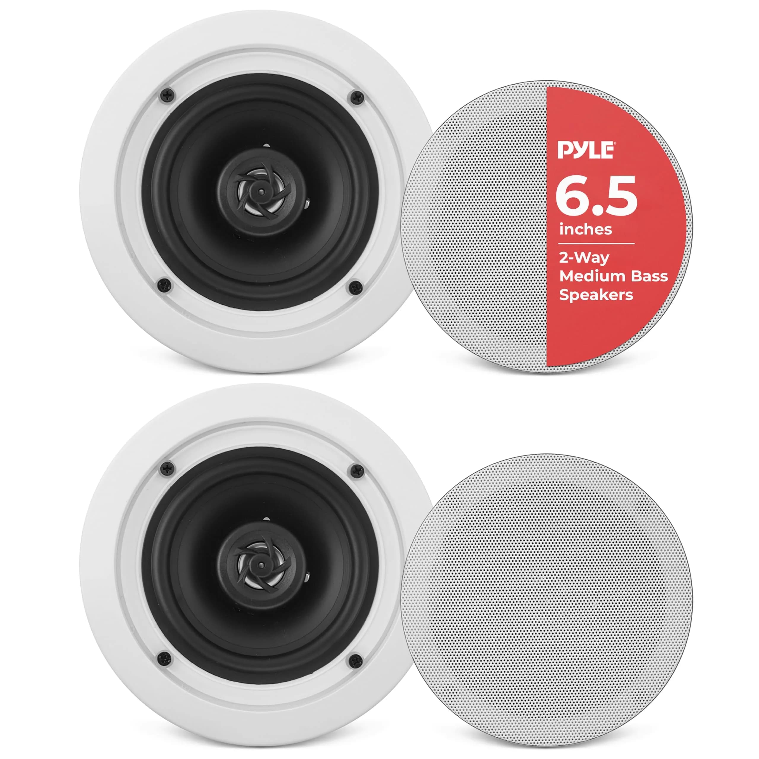 Pyle PDIC61RD 6.5-inch In-Wall/In-Ceiling Speakers - Pair of 2-Way 200W Peak Power | 70Hz-20kHz Frequency Response