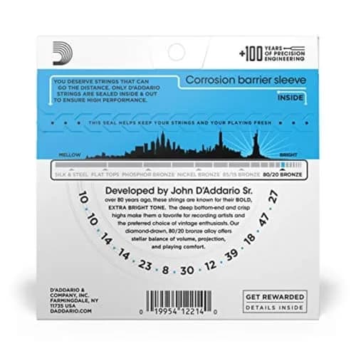 D'Addario EJ36 80/20 Bronze Acoustic Guitar Strings | Light Gauge 12-String Set thumbnail 2