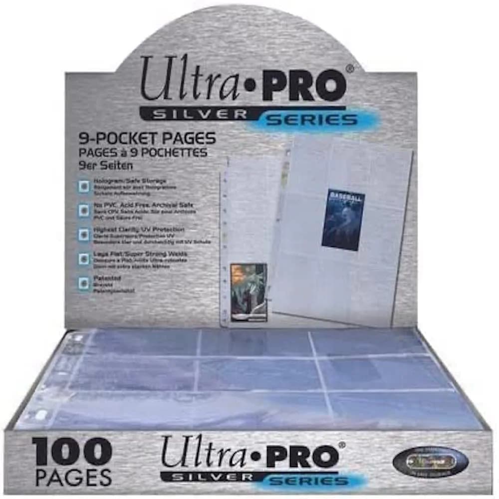 Ultra PRO 11-Hole Punch 9-Pocket Pages Silver Series | Acid-Free, UV Protected, 100 Pages — Blue
