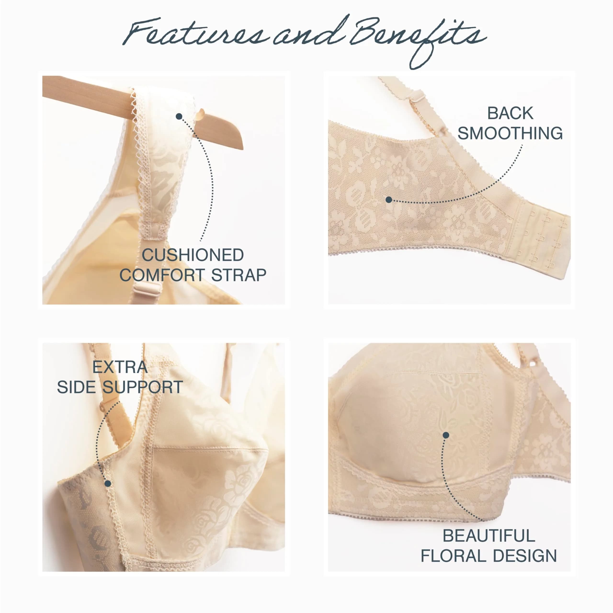 PLAYTEX Womens 18 Hour Comfort-strap Wireless Bra, Full-coverage With 4-way Trusupport, Single & 2-pack Bras, Natural Beige, 40D US thumbnail 4