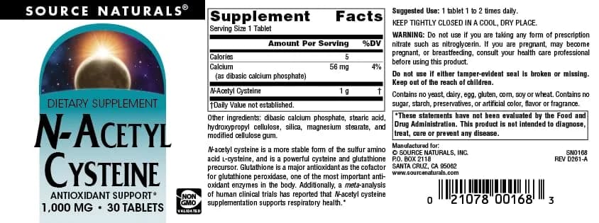 Source Naturals N-Acetyl Cysteine 1000 mg | Antioxidant Support for Optimal Health thumbnail 5