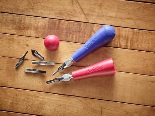 Speedball Linoleum Cutter Kit with 6 Blades & 2 Handles | Professional Printmaking Tool Set thumbnail 3