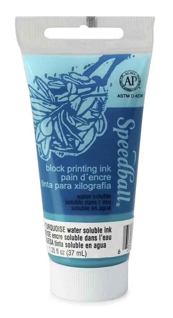 Speedball Water Soluble Block Printing Ink, Turquoise, 37ml (1.3 fl oz) | Mixes Easily, Dries Satin - main product image