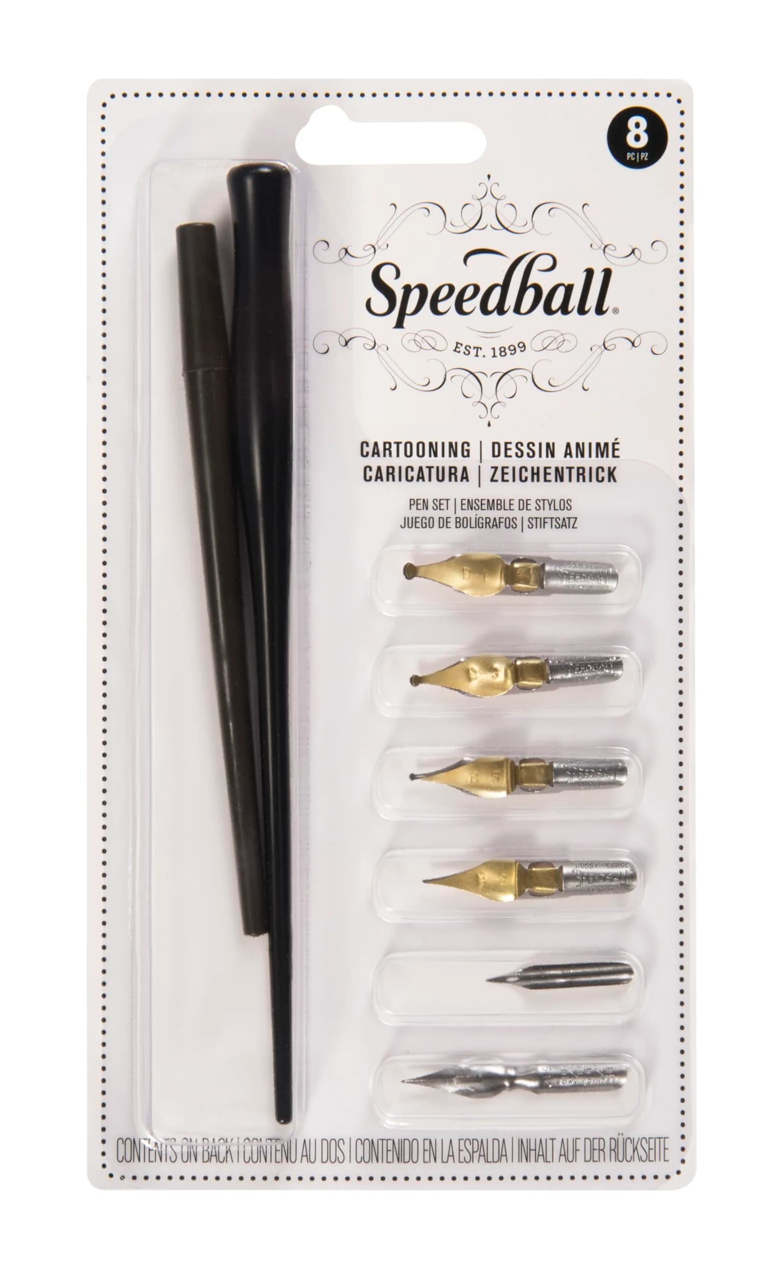 Speedball No. 5 Artists Pen Set - 2 Penholders & 8 Nibs | Calligraphy, Lettering, Sketching — Drawing Pen Sets