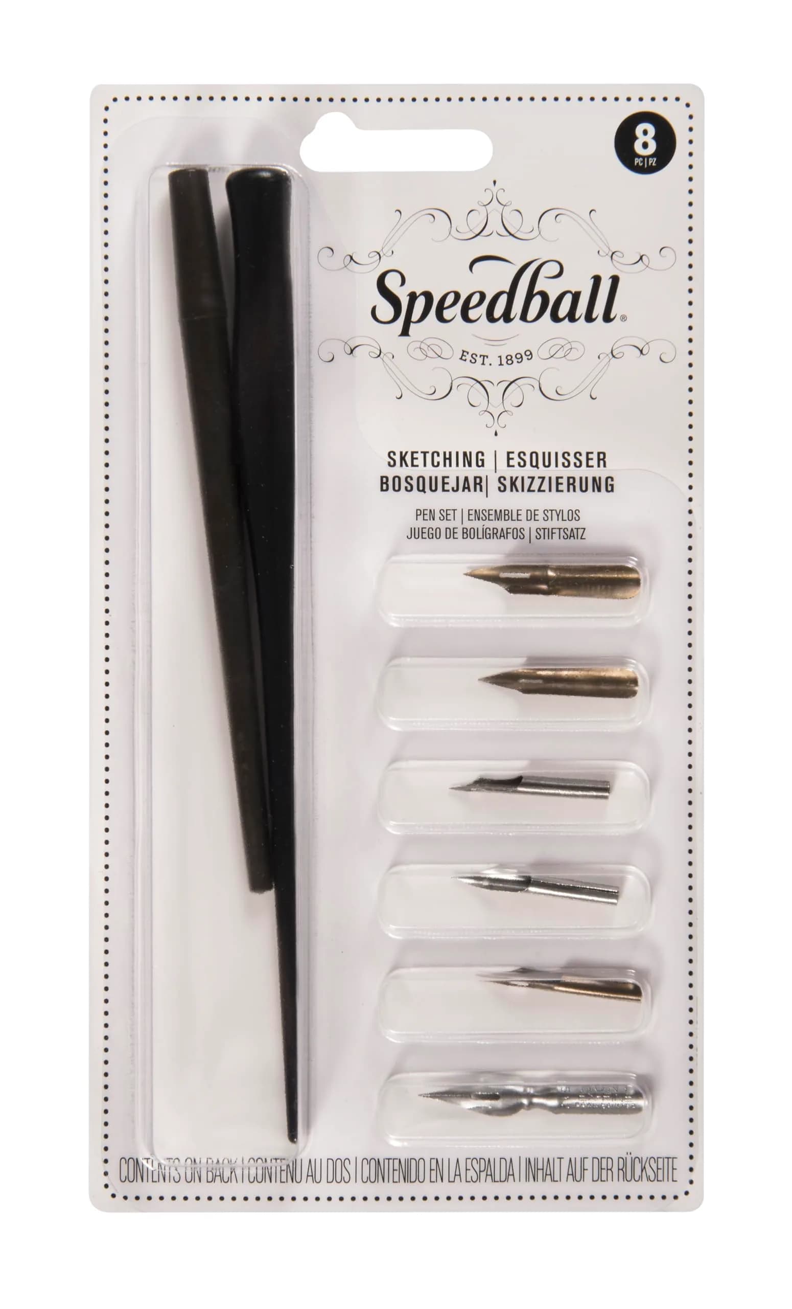 Speedball No. 5 Artists Pen Set - 2 Penholders & 8 Nibs | Calligraphy, Lettering, Sketching — Drawing Pen Sets