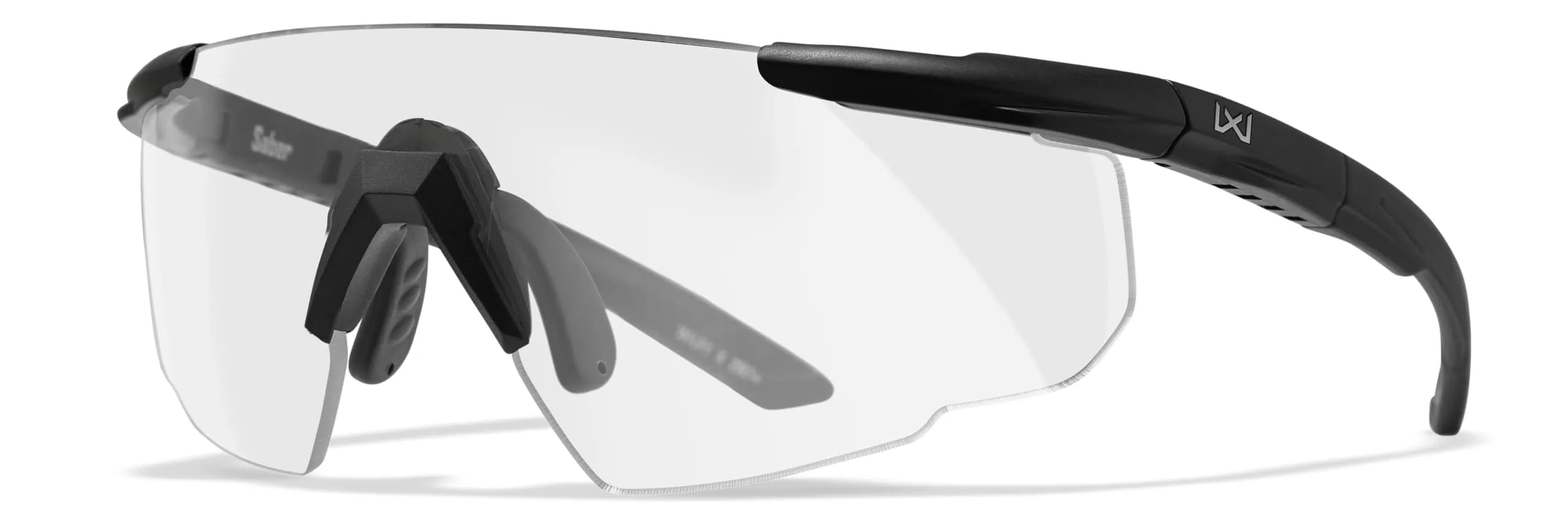 Wiley X Saber Advanced Tactical Safety Glasses | Impact-Resistant UV Protection, ANSI Z87.1+ (Matte Black, Clear Shields)