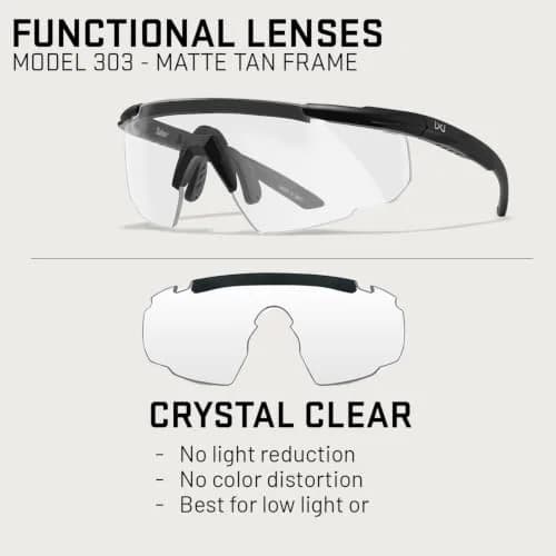 Wiley X Saber Advanced Tactical Safety Glasses | Impact-Resistant UV Protection, ANSI Z87.1+ (Matte Black, Clear Shields) thumbnail 8