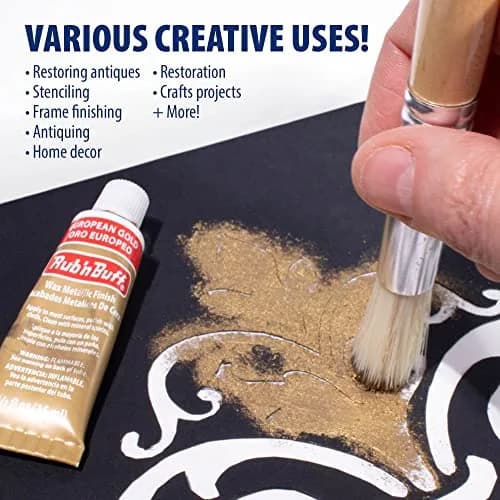 AMACO Rub 'n Buff European Gold Metallic Finish Wax 15ml (0.5 Fl Oz) | Gilding Wax for Furniture Restoration & Crafts thumbnail 4