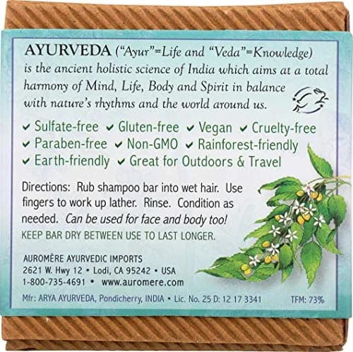 Auromere Ayurvedic Shampoo Bar, Neem & Tulsi - 4.23 Oz | All-in-One Herbal Cleansing thumbnail 2