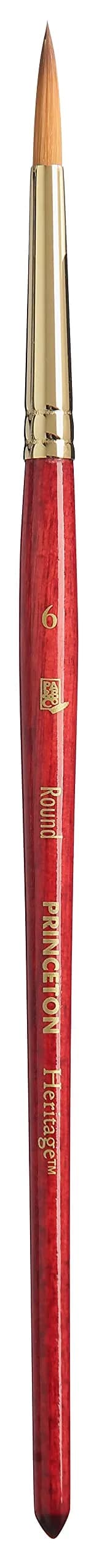 Princeton Heritage Series 4050 Synthetic Sable Watercolor Brush, Round, Size 6 | Superior Point & Spring for Watercolors — Scarlet