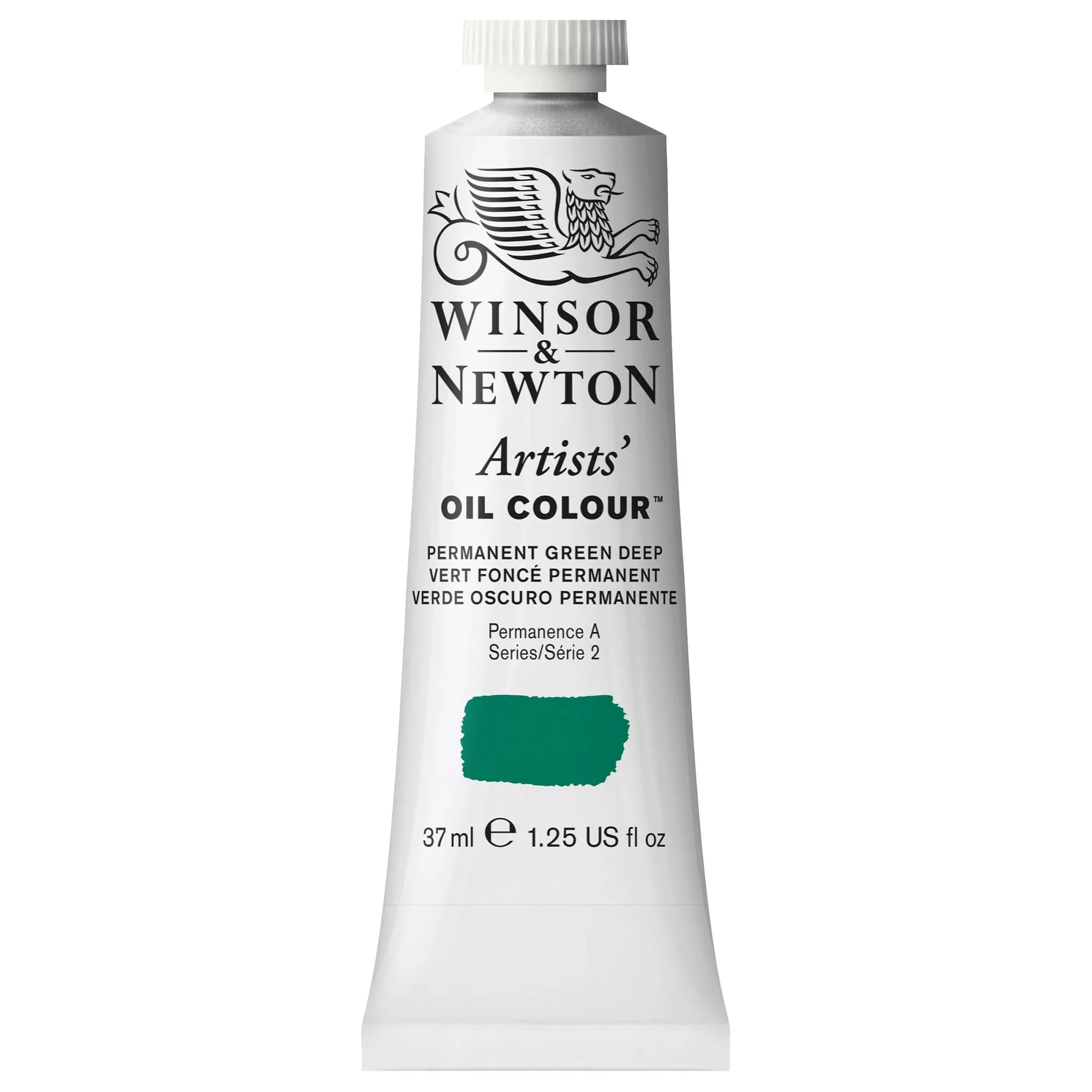 Winsor & Newton Artists' Oil Paint Davy's Gray 37ml (1.25 Fl Oz) | Professional Grade Single Pigment Color — Permanent Green Deep / 1.25-oz Tube