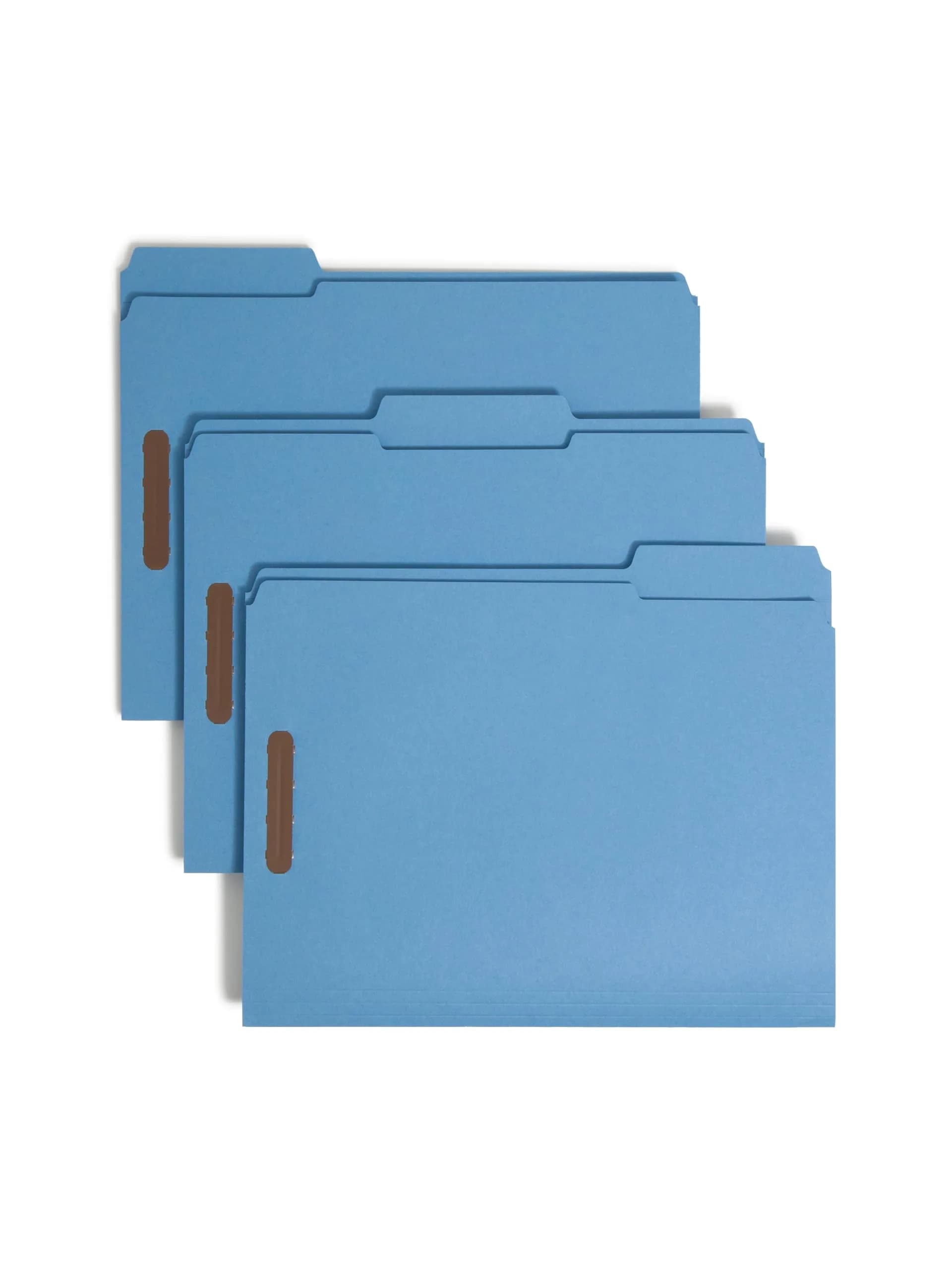 SMEAD Blue Fastener File Folders with Prongs, 3 Tab Letter Size | Durable, Environmentally Responsible Office Organizer thumbnail 1