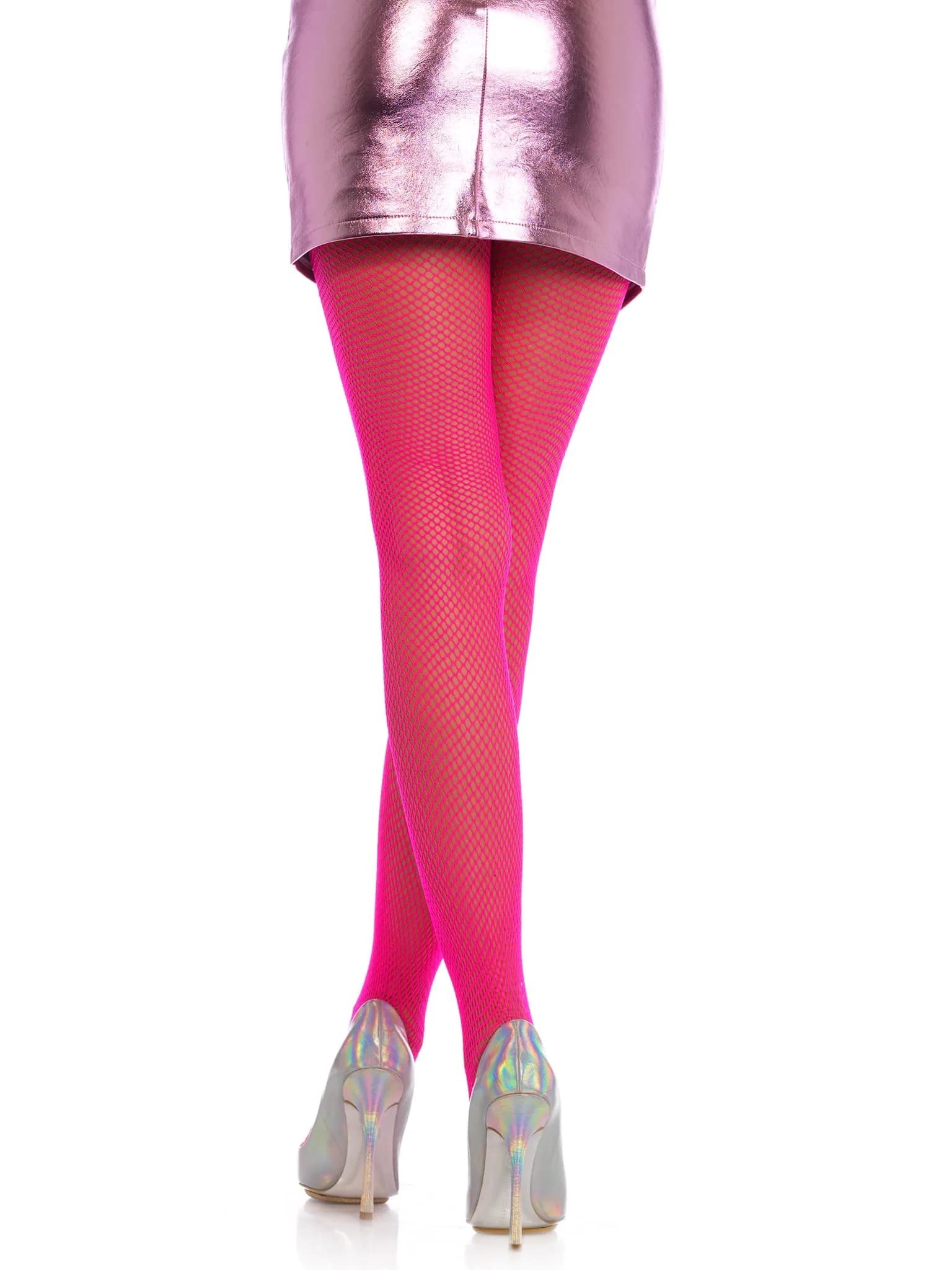 Leg Avenue Nylon Fishnet Tights Neon Pink | One Size, High Waist, Ultra Stretchy, Neon Pink