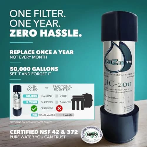 CuZn UC-200 Under Sink Water Filter 5-Year NSF/ANSI 42 & 372 NSF Certified thumbnail 2