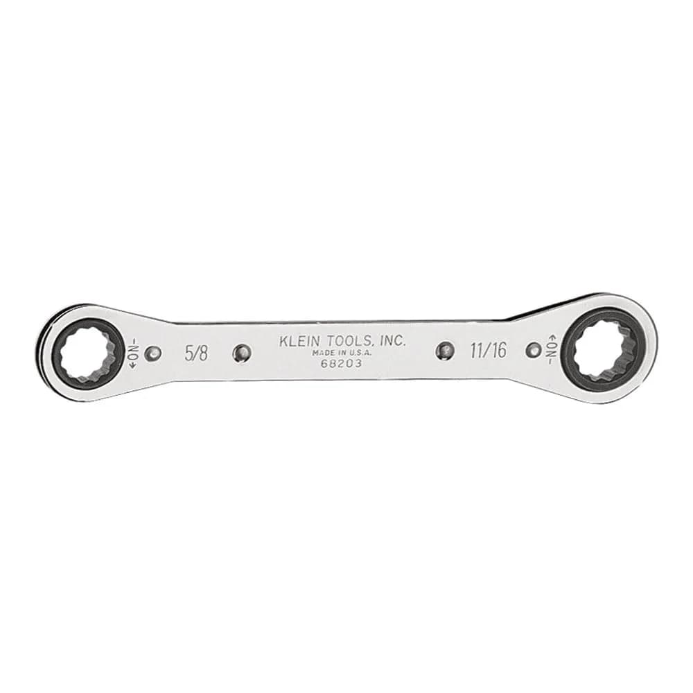 Klein Tools 68203 Standard Reverse Ratcheting Box Wrench 5/8-Inch x 11/16-Inch | Chrome-Plated Alloy Steel