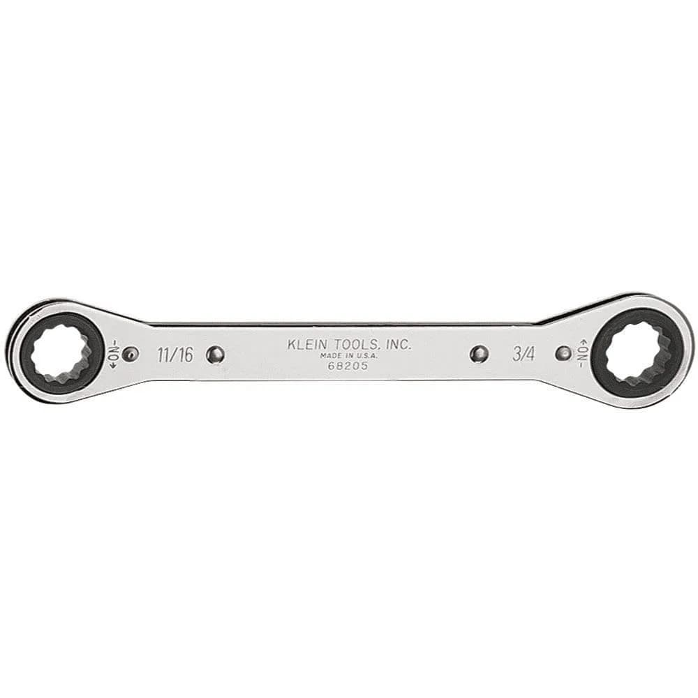 Klein Tools 68205 Ratcheting Box Wrench 11/16-Inch x 3/4-Inch | Chrome Plated, Made in USA — Chrome