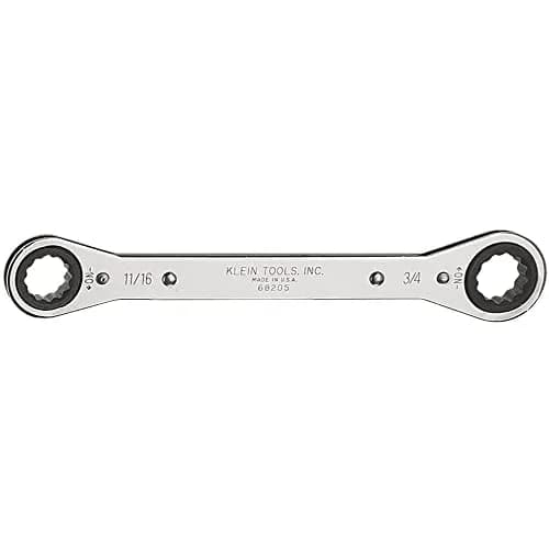 Klein Tools 68205 Ratcheting Box Wrench 11/16-Inch x 3/4-Inch | Chrome Plated, Made in USA thumbnail 1