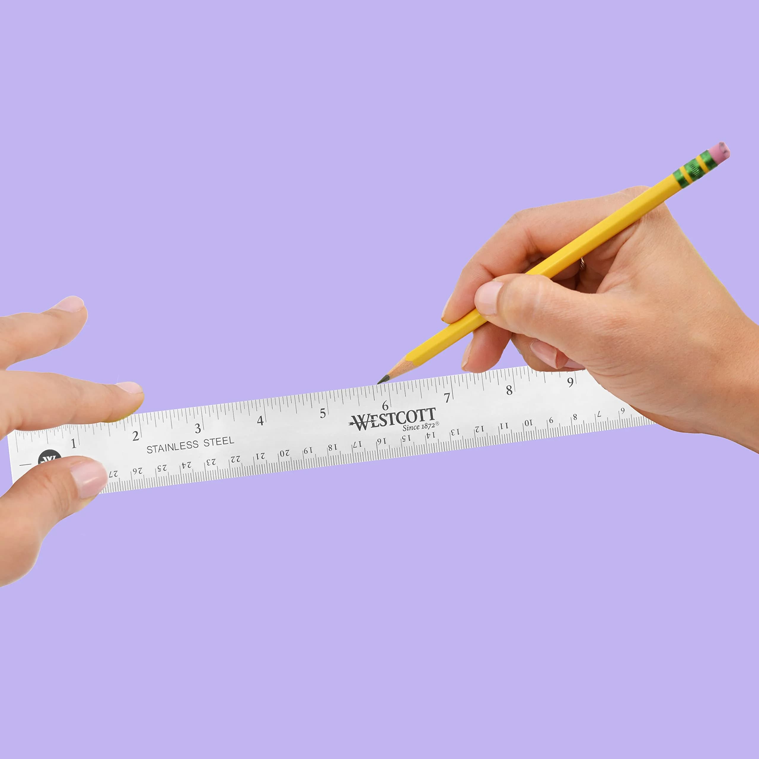 Westcott 12-Inch Stainless Steel Ruler with Cork Base | Etched Dual Scale - view 5