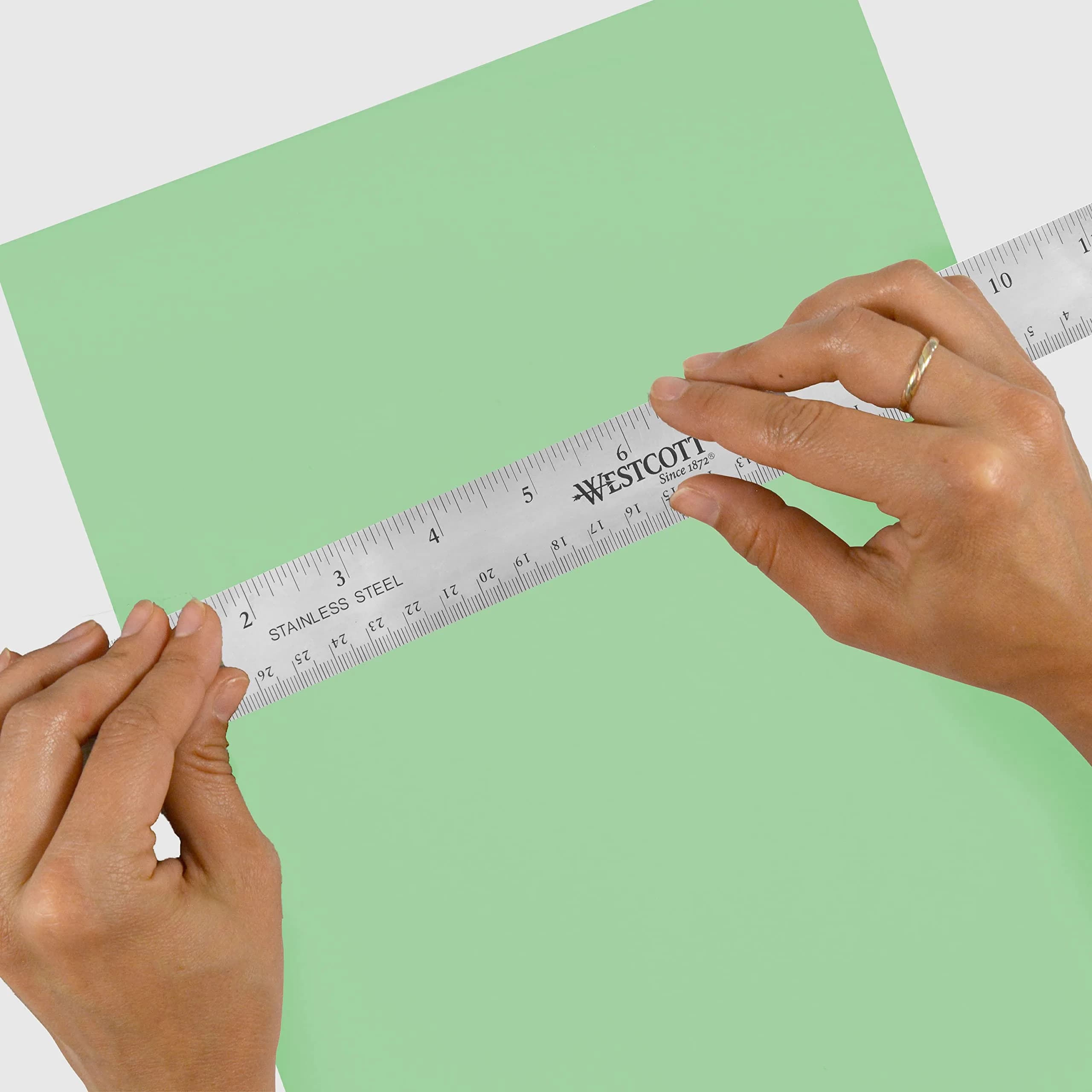 Westcott 12-Inch Stainless Steel Ruler with Cork Base | Etched Dual Scale - view 6
