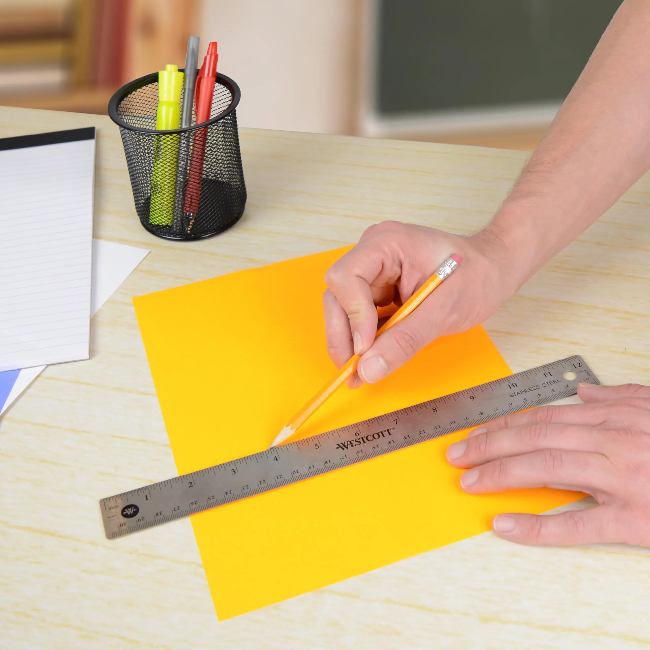 Westcott 12-Inch Stainless Steel Ruler with Cork Base | Etched Dual Scale - main product image