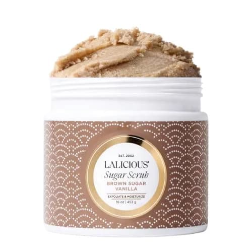 LALICIOUS Brown Sugar Vanilla Body Scrub 16oz | Gently Buffs & Moisturizes Sensitive Skin thumbnail 1