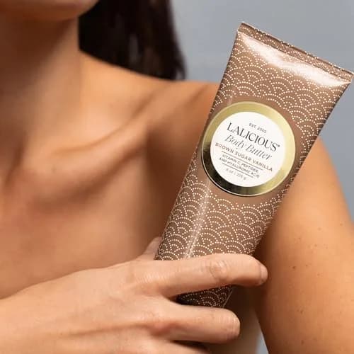 LALICIOUS Brown Sugar Vanilla Whipped Body Butter 8oz | Ultra-Hydrating Shea Butter Cream with Hyaluronic Acid, Vitamin C & Peptides | Deep Moisturizing Lotion for Dry Skin | Non-Greasy thumbnail 8