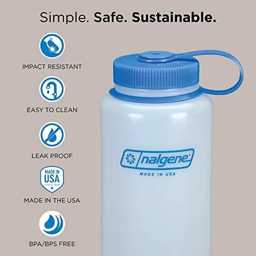 Nalgene HDPE Wide Mouth Water Bottle, Gray, 48 oz (1.5 L) | Durable & Leak-Proof for Active Lifestyles thumbnail 2
