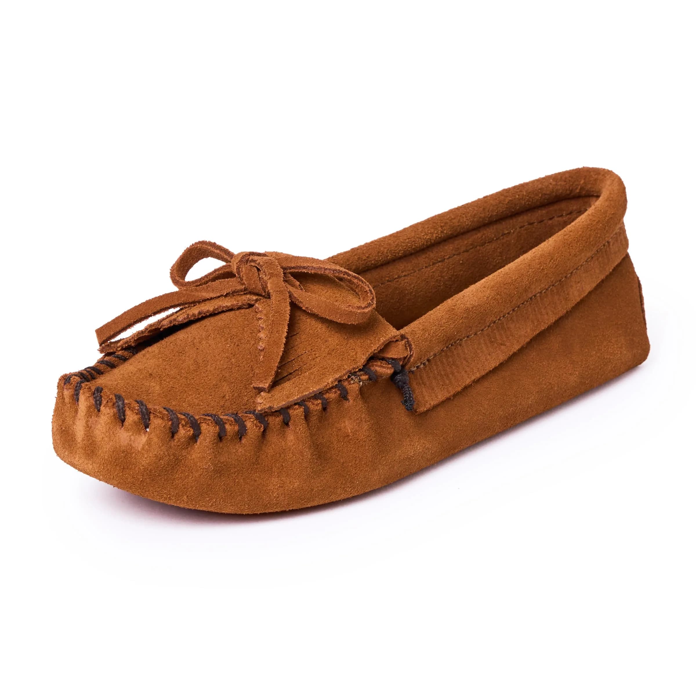 Minnetonka Kilty Suede Softsole Moccasin, 6 M US | Classic Women's Slippers with Fringed Style