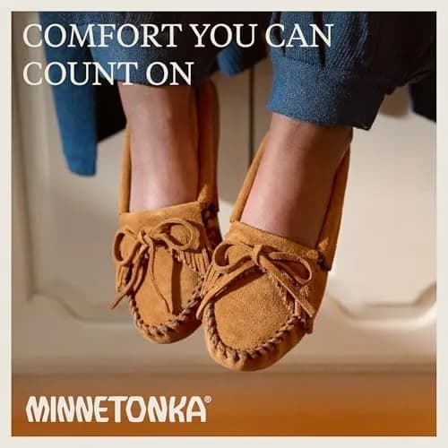 Minnetonka Kilty Suede Softsole Moccasin, 6 M US | Classic Women's Slippers with Fringed Style thumbnail 4